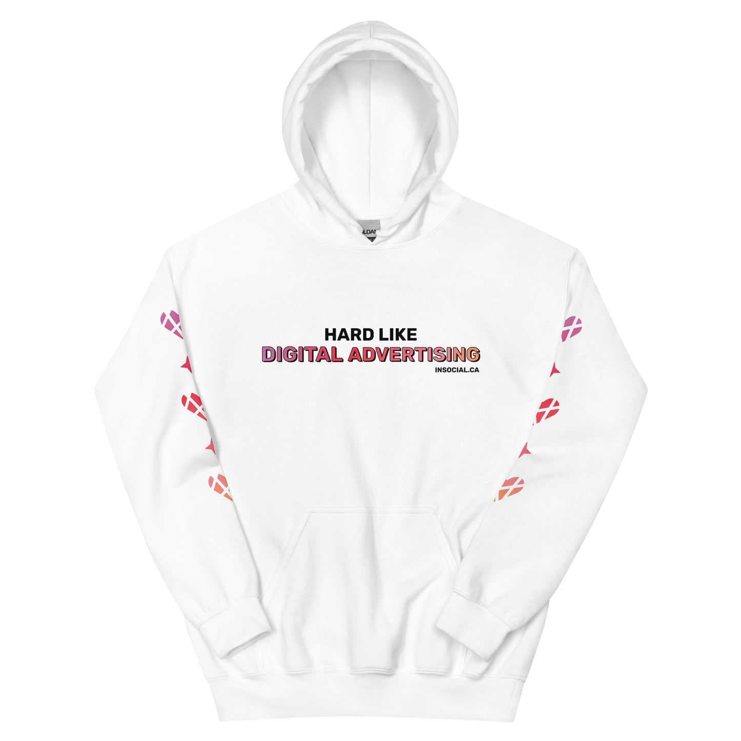 In Social "Hard Like Digital Advertising" Unisex Sweatshirt (White)