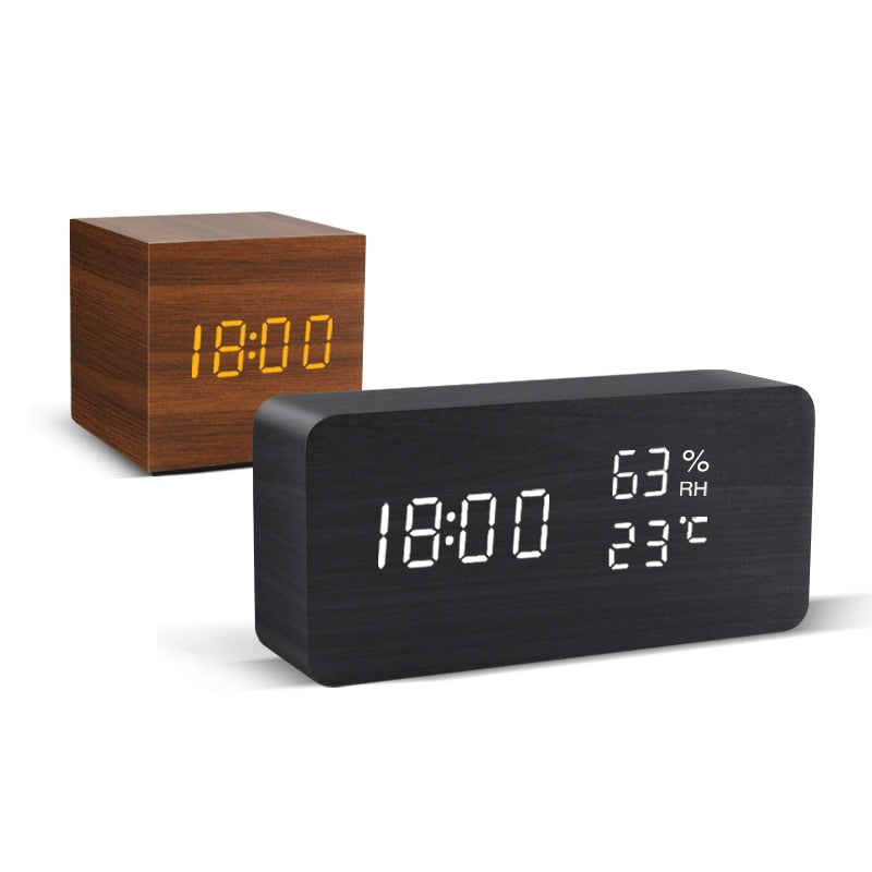 Wooden LED Digital Alarm Clock