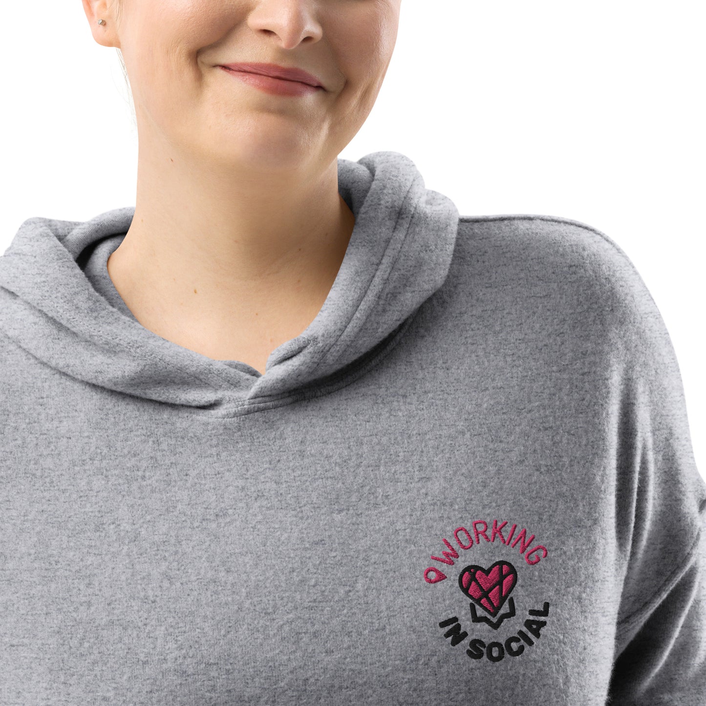 Working In Social Embroidered Sueded Hoodie (Unisex)